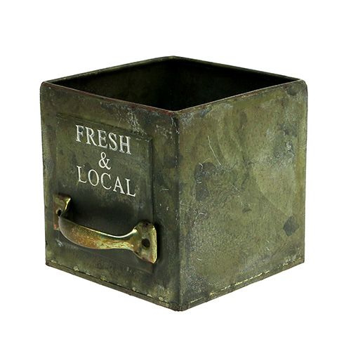 Floristik24 Výsadbová zásuvka plechová sada 3 ks starožitné zelené