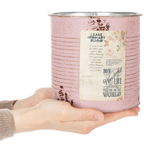 položky Květináč, starožitná růže, dekorativní kovová krabička, vintage, Ø15,5 cm V15 cm