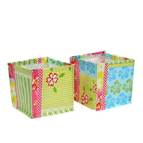 Floristik24 Patchwork truhlík na rostliny 12x12cm 6ks
