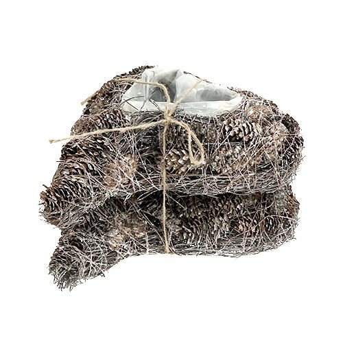 Floristik24 Rostlinné srdce ze šišek 29cm x 20cm bílené 2ks