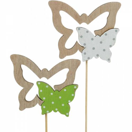 položky Dřevěná jarní dekorace motýlek na tyčce 16ks