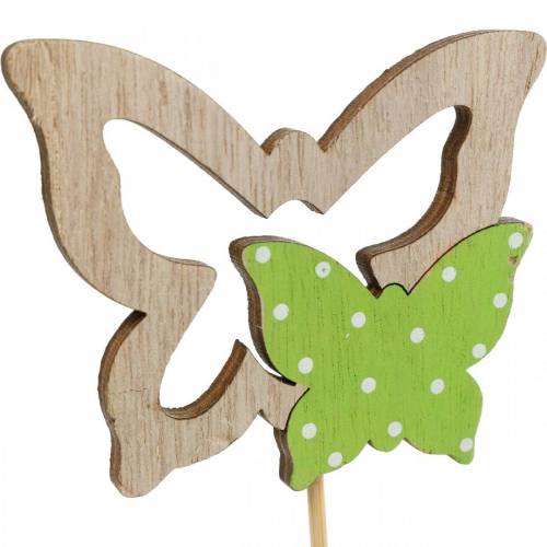 položky Dřevěná jarní dekorace motýlek na tyčce 16ks