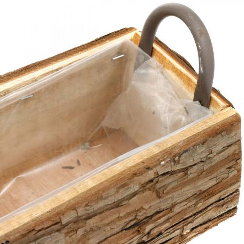 Floristik24 Květináč, dřevěný truhlík s kůrou, květináč s uchy 46cm