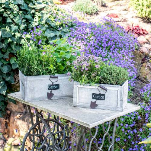 Floristik24 Květináč dřevěný truhlík Garden bílá 32/27/22cm 3 kusy