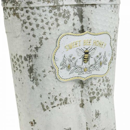 Floristik24 Botičky do květináče Bee Metal White Vintage Garden Decoration H31cm