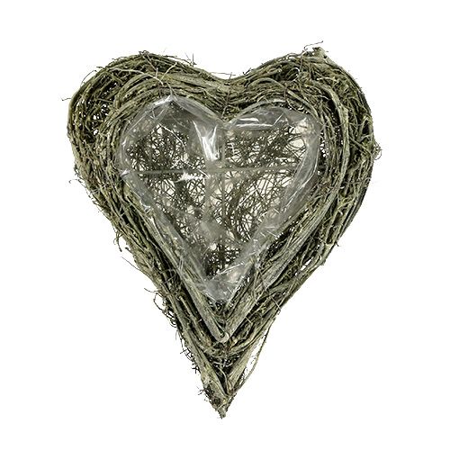 Floristik24 Rostlinné srdce zelené prané L25cm Š20cm
