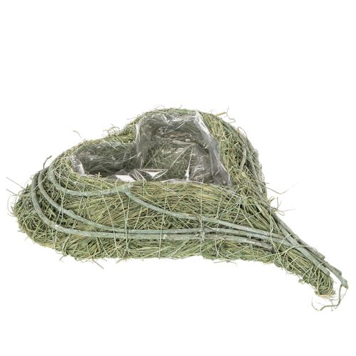 Miska ve tvaru srdce z přírodní trávy s výsadbovou fólií, 38 cm