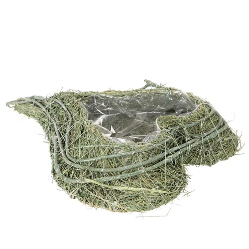 Miska ve tvaru srdce z přírodní trávy s výsadbovou fólií, 38 cm | Floristik24.cz