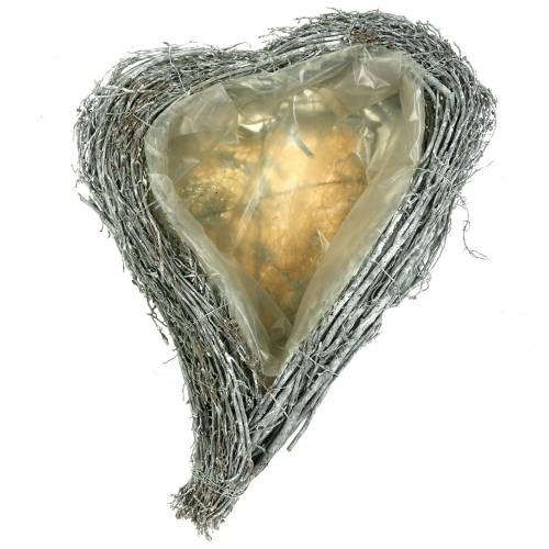 Floristik24 Větve rostlinného srdce umyté na bílo 40cm x 30cm