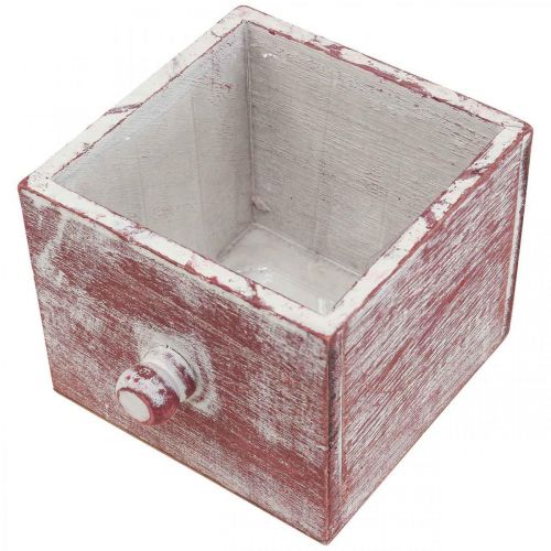 položky Krabice na rostliny dřevěná dekorativní zásuvka shabby chic červená bílá 12cm