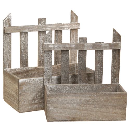 Floristik24 Květináč Dřevěný mini květináč L22/25cm Sada 2 ks