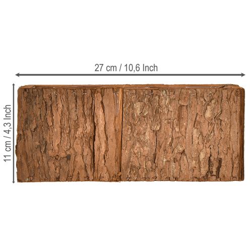 položky Dřevěný květináč podlouhlý truhlík z borové kůry 27×10cm