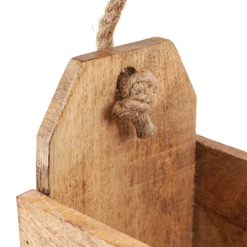 položky Dřevěný květináč s rukojetí, čtvercový, přírodní juta 27x12x17cm
