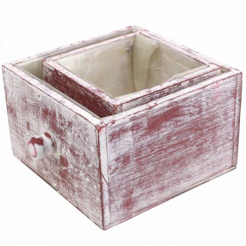 položky Krabice na rostliny shabby chic dekorativní zásuvka červená bílá sada 2 ks