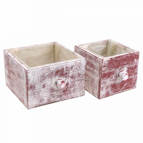 položky Krabice na rostliny shabby chic dekorativní zásuvka červená bílá sada 2 ks