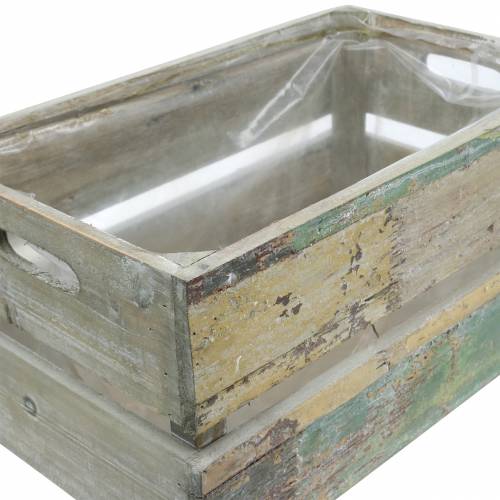 Floristik24 Květináč dřevěná bedna 45/39 / 34,5 cm 3ks