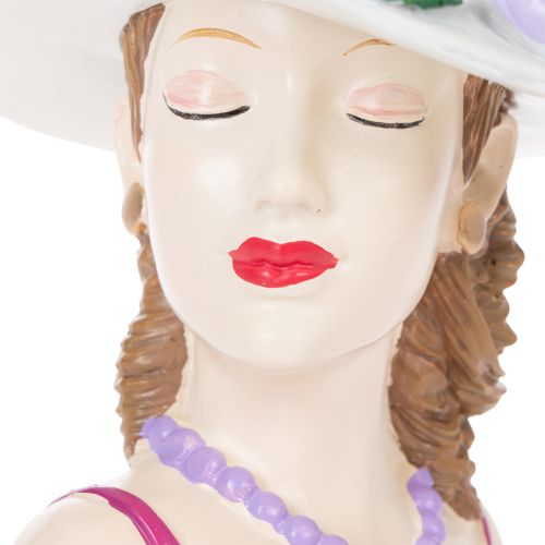 položky Váza s květinami, žena v klobouku, dekorace do květináče, pro vnitřní i venkovní použití, 20 cm