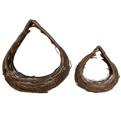 položky Koš na rostliny Dřevěné kapky Natural 38x18cm / 23x13cm Sada 2 ks