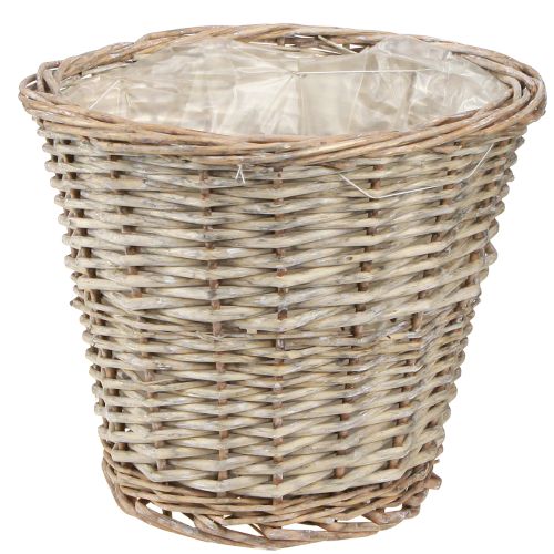 Floristik24 Košík na rostliny proutěný koš přírodní šedobílý Ø25 H21cm 2ks