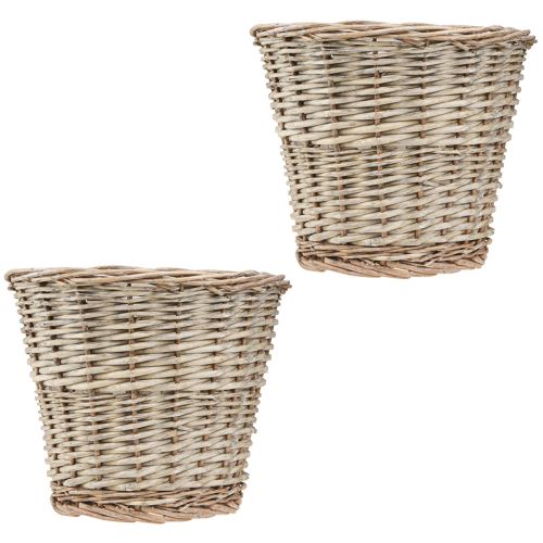 položky Košík na rostliny proutěný koš přírodní šedobílý Ø25 H21cm 2ks