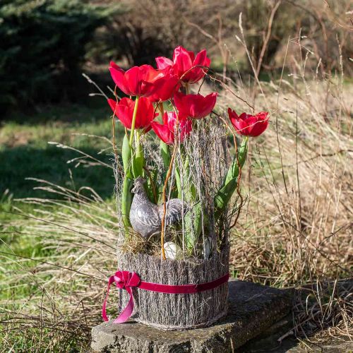 Floristik24 Košík na rostliny z větviček bílé prané Ø15-25cm sada 3 ks