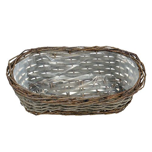 Floristik24 Košík na rostliny oválný šedý 30 cm x 15 cm x 10 cm 1ks