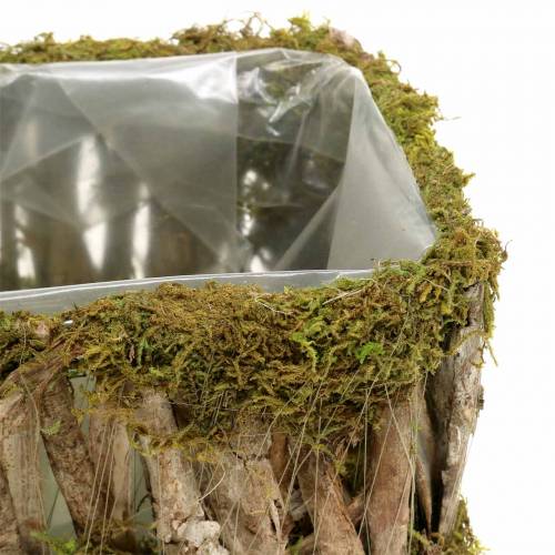 Floristik24 Koš na rostliny hranatý mech, kůra 34 × 15,5 / 24,5 × 11 cm, sada 2 ks