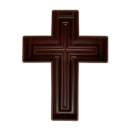 Floristik24 Rostlinný kříž 24cm x 32cm hnědý, 1 ks
