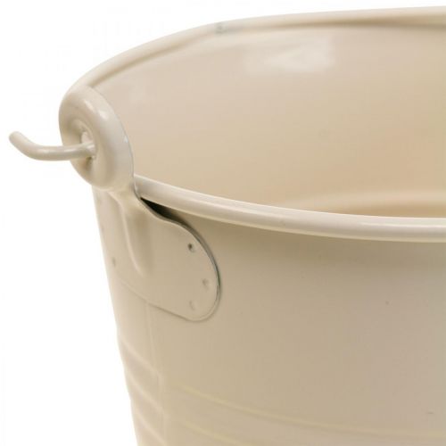 Floristik24 Květináč vintage dekorativní kovové vědro krémové Ø16cm V24cm