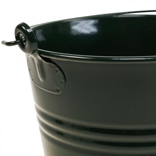Floristik24 Květináč Vintage Deco Kovové vědro tmavě zelené Ø16 H24cm