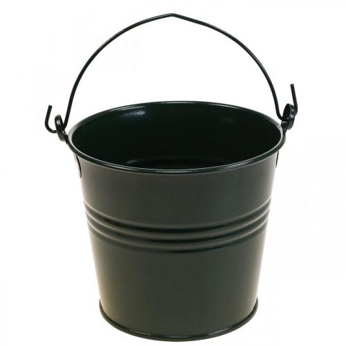 Floristik24 Květináč Vintage Deco Kovové vědro tmavě zelené Ø16 H24cm