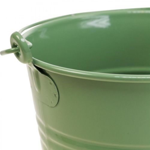 Floristik24 Květináč vintage dekorativní kovové vědro světle zelené Ø16cm V24cm