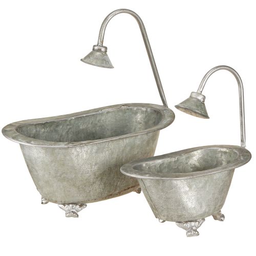 Floristik24 Miska na rostliny Kovová mini vana 22,5 cm/27,5 cm Sada 2 ks