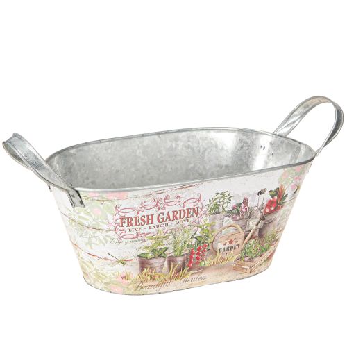 Floristik24 Kovový květináč ovál Fresh Garden 34,5x14x15,5cm