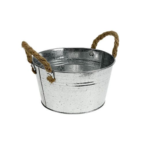 Floristik24 Květináč z plechu stříbrné barvy Ø18cm H10cm