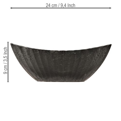 položky Rostlinná miska s drážkami, lodička, antracitová, 24 cm