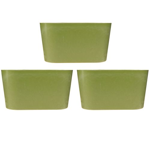 položky Miska na rostliny oválná zelená plastová miska 20×10×11cm 3 ks