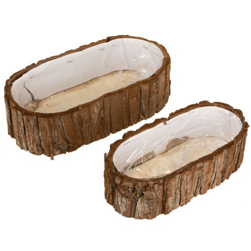 Miska na rostliny oválná přírodní kůra 30,5×15cm / 24×11cm sada 2ks
