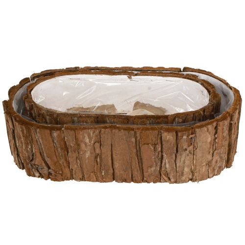 položky Miska na rostliny oválná přírodní kůra 30,5×15cm / 24×11cm sada 2ks