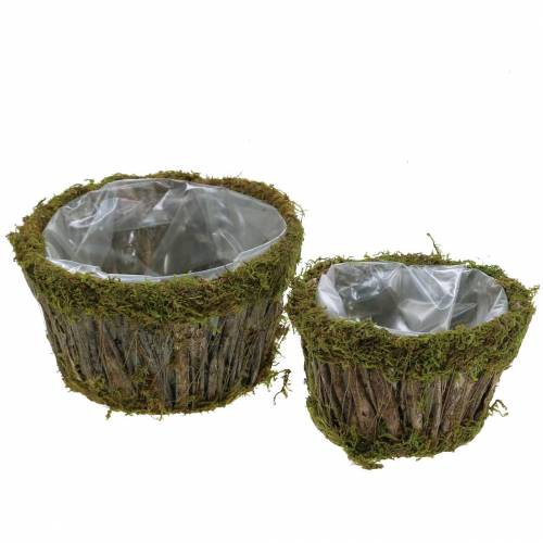 Floristik24 Miska na rostliny mech/kůra kulatá Ø15/20 cm sada 2 ks