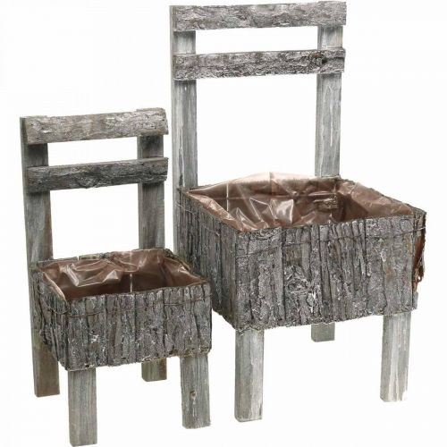 Floristik24 Židle na sázení, květináč, zahradní dekorace Shabby Chic, bílá praná sada 2 ks