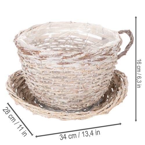 Košík hrnek s podšálkem, dekorace, velká stolní dekorace 34 cm | Floristik24.cz
