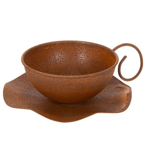 Květináč s podšálkem, rezavý povrch, Ø19,5 cm, V8 cm