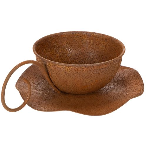 Vintage květináč s podšálkem v rezavé barvě, Ø17,5 cm, V6 cm | Floristik24.cz
