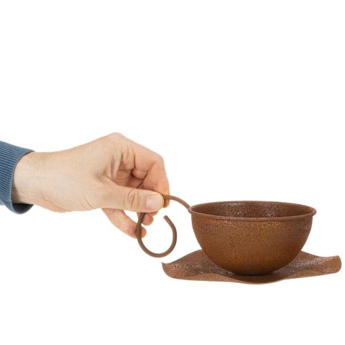 Vintage květináč s podšálkem v rezavé barvě, Ø17,5 cm, V6 cm | Floristik24.cz