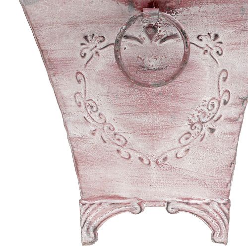 Floristik24 Plechový květináč čtvercový růžový 16,7cm x 16,7cm H16,5cm