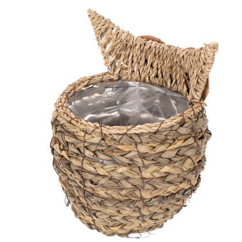 Ručně tkaná dekorace košíku s motivem sovy na parapet, 18 cm | Floristik24.cz