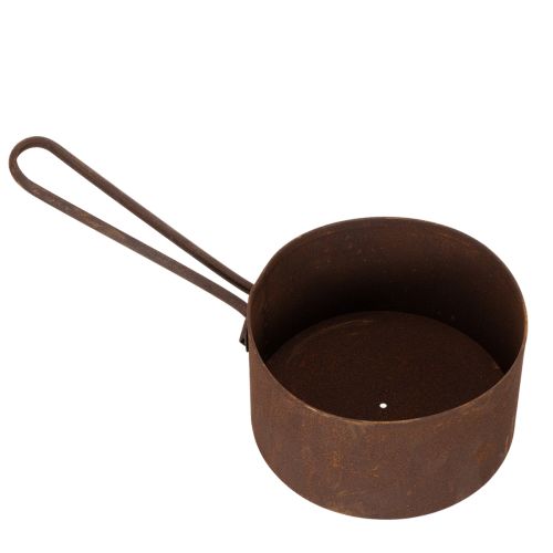 Kovový květináč, květináč, rezavě zbarvená pánev, dekorativní předmět, Ø20cm V11cm | Floristik24.cz