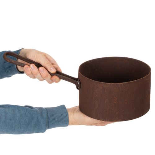 Kovový květináč, květináč, rezavě zbarvená pánev, dekorativní předmět, Ø20cm V11cm | Floristik24.cz