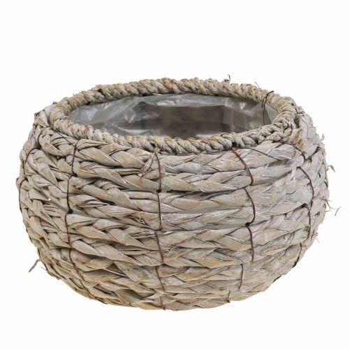 Floristik24 Košík na rostliny květináč kulatý bílý praný Ø22cm H13cm